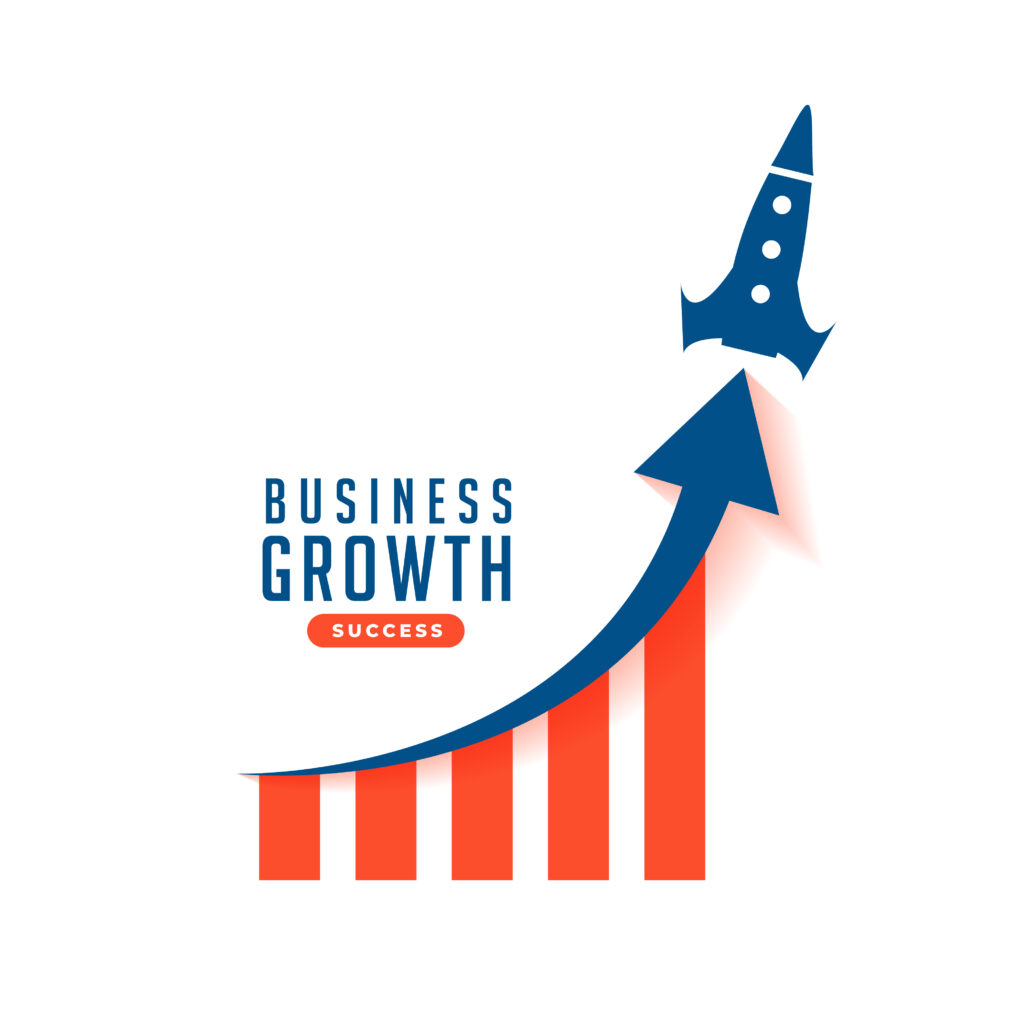 upward direction success arrow background with flying rocket